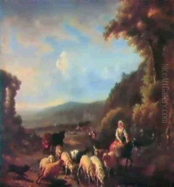 Bergers Dans Un Paysage Oil Painting by Balthasar Paul Ommeganck