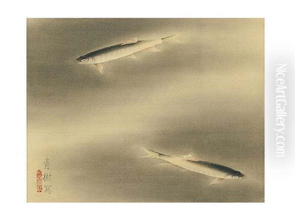 Fishes Oil Painting by Seiju Omoda