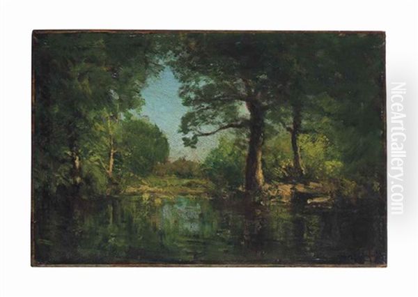 A Woodland Pool Oil Painting by Julian Onderdonk