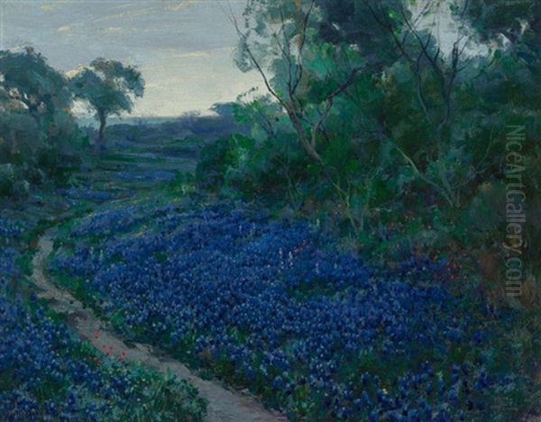 Bluebonnets In The Misty Morning Oil Painting by Julian Onderdonk