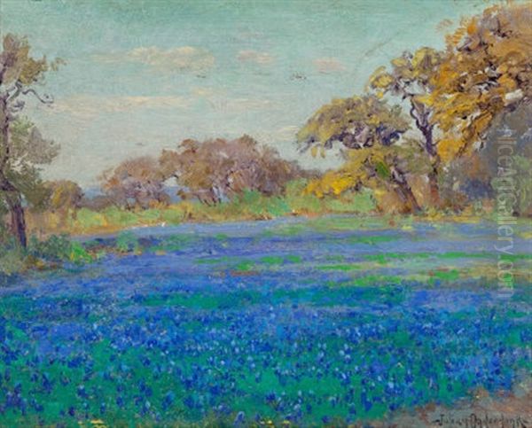 Bluebonnets North Of San Antonio, Late Afternoon, Circa 1919-21 Oil Painting by Julian Onderdonk