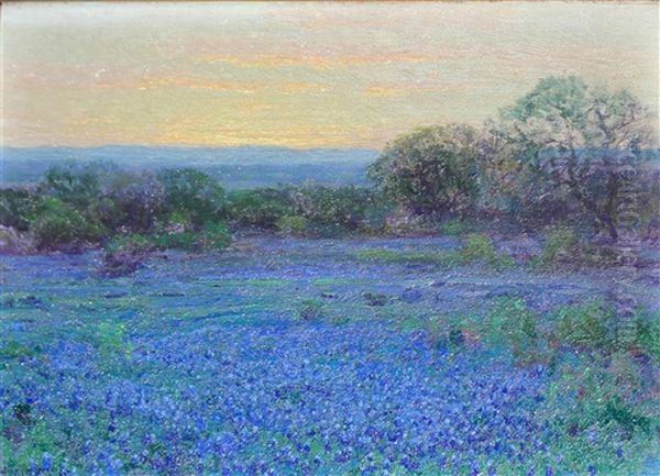 A Bluebonnet Field, North West Of San Antonio, Texas Oil Painting by Julian Onderdonk