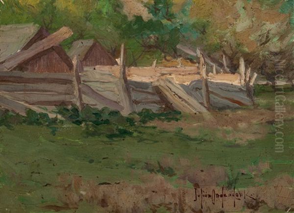 Pig Pen In Mrs. Randall's Yard, Southampton, Long Island Oil Painting by Julian Onderdonk