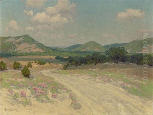 Adobe Road And Wild Quinine, Williams Ranch, Medina Oil Painting by Julian Onderdonk