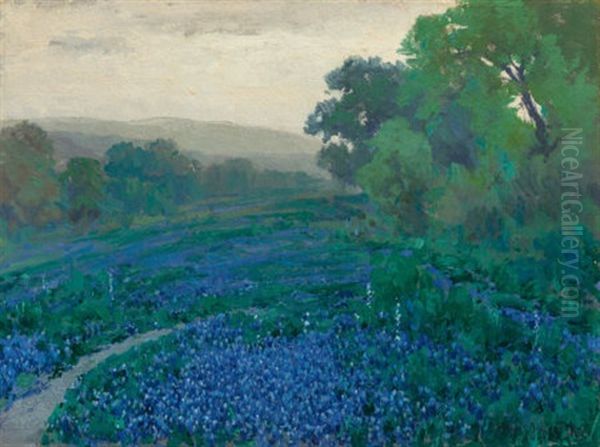 Bluebonnets, Cloudy Morning, San Antonio, Texas Oil Painting by Julian Onderdonk