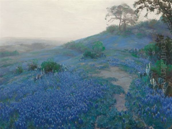 Blue Bonnet Field, Early Morning, San Antonio Texas Oil Painting by Julian Onderdonk