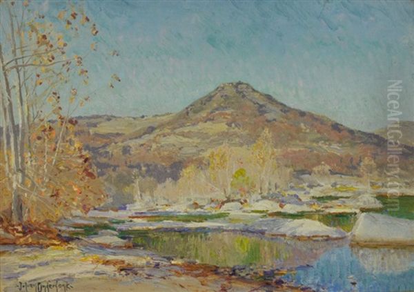 Flag Mountain At The West Prong Of The Medina River Oil Painting by Julian Onderdonk