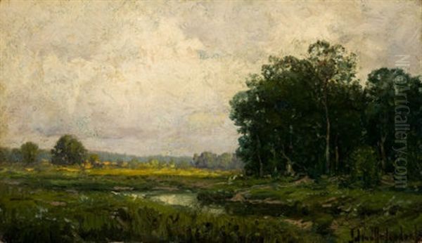 On The Banks Of A River Oil Painting by Julian Onderdonk