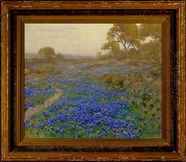 Blue Bonnets At Twilight, North Of San Antonio, Texas Oil Painting by Julian Onderdonk