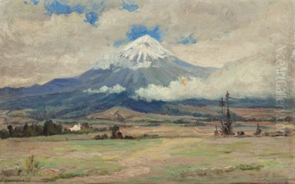 Valley View Of Popocatepetl (double-sided Work) Oil Painting by Robert Jenkins Onderdonk