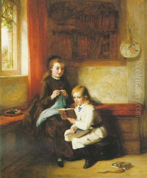 The First Lesson Oil Painting by George Bernard O'Neill