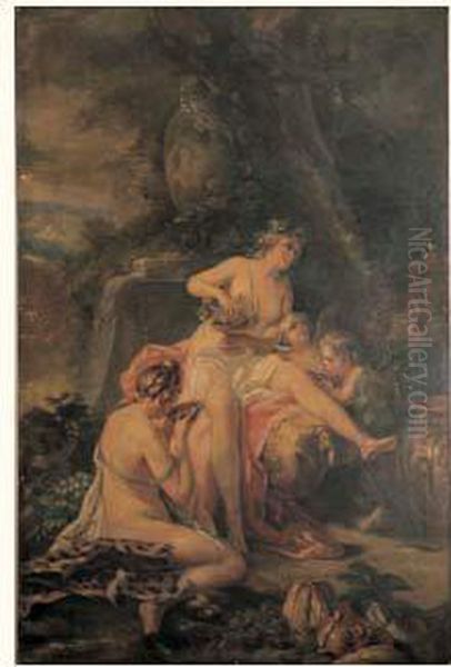 Jeune Bacchante, Une Suivante Et Deux Amours by Marguerite Blage-Bataille