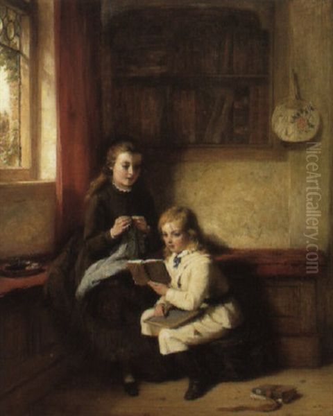 The First Lesson Oil Painting by George Bernard O'Neill