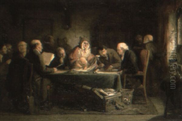 Signing Away The Deeds Oil Painting by George Bernard O'Neill