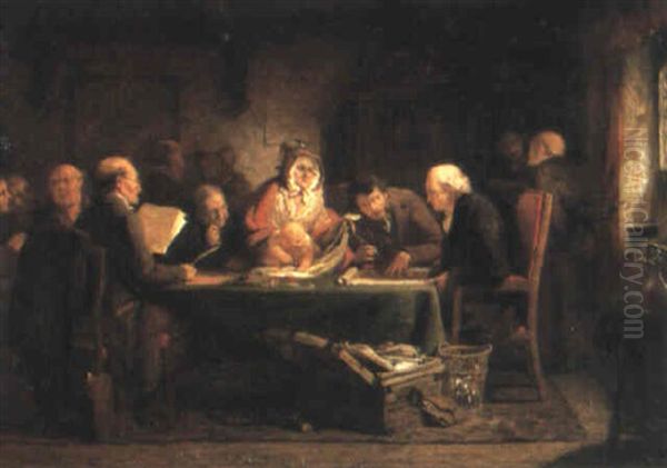 Signing Away The Deeds Oil Painting by George Bernard O'Neill