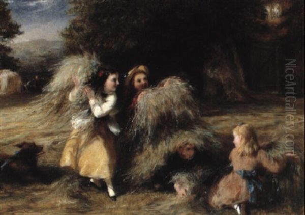 In The Hayfield Oil Painting by George Bernard O'Neill