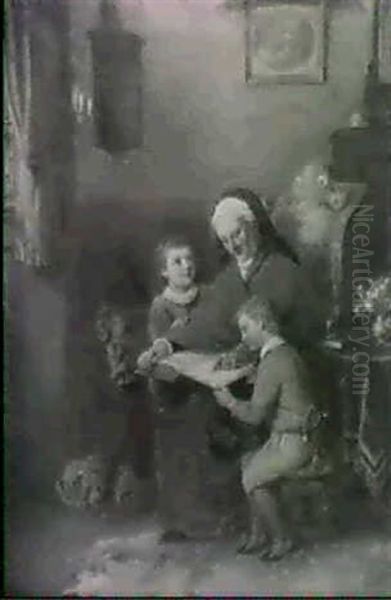 Reading The Family Bible Oil Painting by George Bernard O'Neill