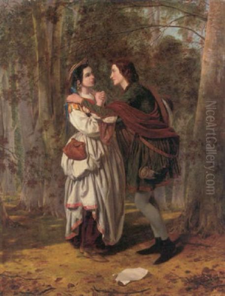 Rosalind And Celia - As You Like It Oil Painting by Henry Nelson O'Neill