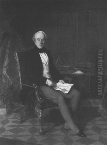 Portrait Of Henry Pelham, 4th Duke Of Newcastle Oil Painting by Henry Nelson O'Neill