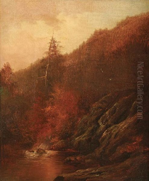 River Forest Autumn Landscape Oil Painting by William Ongley