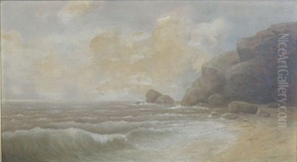 Rocky Coastline Oil Painting by William Ongley