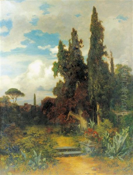 Sudlandische Parklandschaft Oil Painting by Karl Eduard Onken