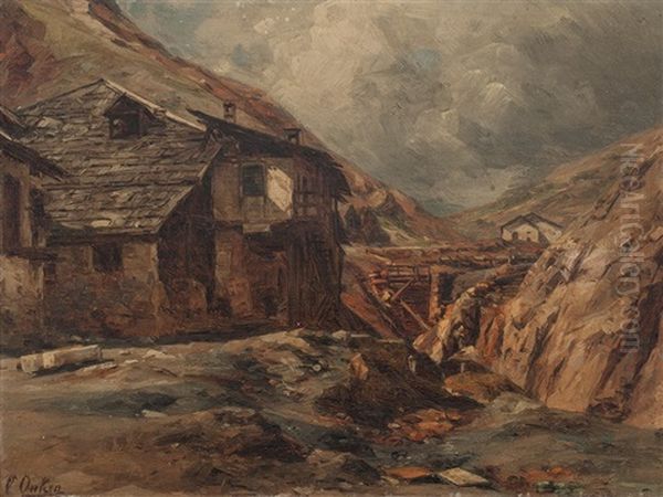 Lodge In The Mountains Oil Painting by Karl Eduard Onken