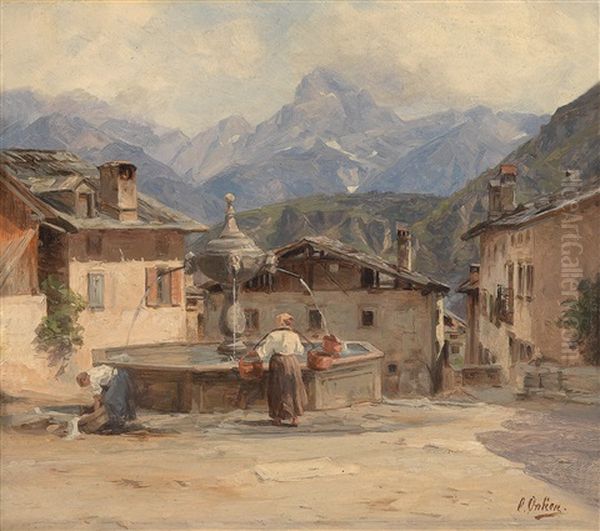 Motiv Aus Valle Di Cadore Oil Painting by Karl Eduard Onken