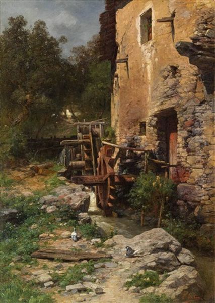 Alte Muhle Oil Painting by Karl Eduard Onken