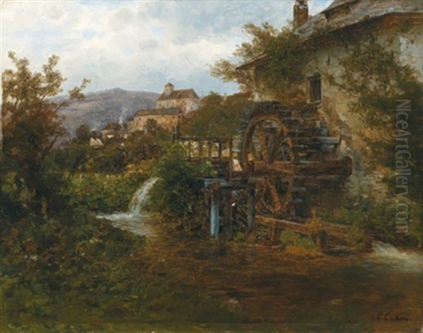 Landschaft Mit Muhle Oil Painting by Karl Eduard Onken