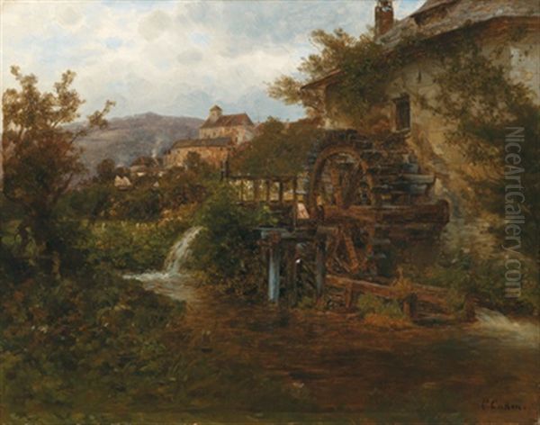 Landschaft Mit Muhle Oil Painting by Karl Eduard Onken