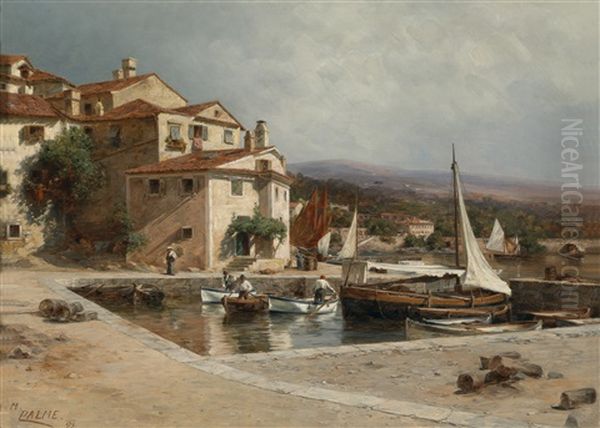 Blick Auf Den Hafen Von Voloska Bei Abbazia by Maria Onken-Palme