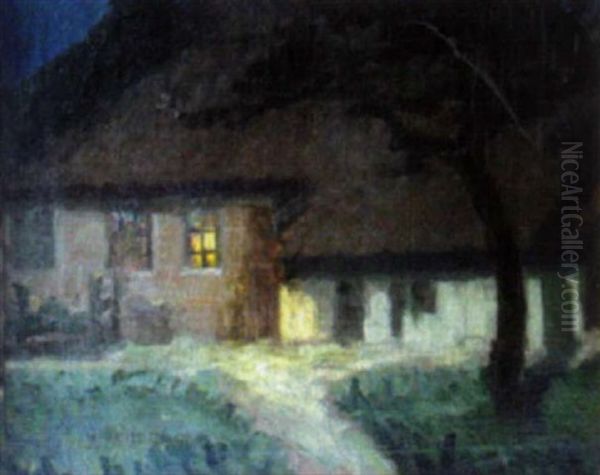 Bauernhaus Am Abend Oil Painting by Gerrit Onnen