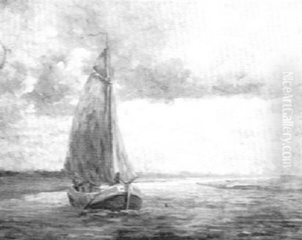 Sailboat In A Storm Oil Painting by Gerrit Onnen