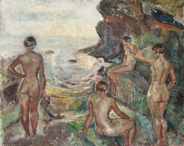 Women By The Sea Oil Painting by Soren Onsager