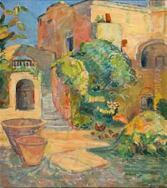 Gardsplass I Syden Oil Painting by Soren Onsager