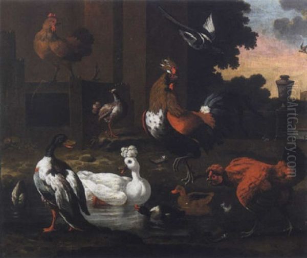 La Basse-cour Oil Painting by Adriaen van Oolen