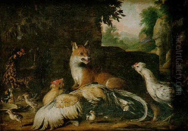 Le Renard Dans La Base-cour Oil Painting by Adriaen van Oolen