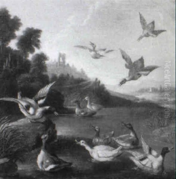 Wildenten Am Flusufer by Adriaen van Oolen