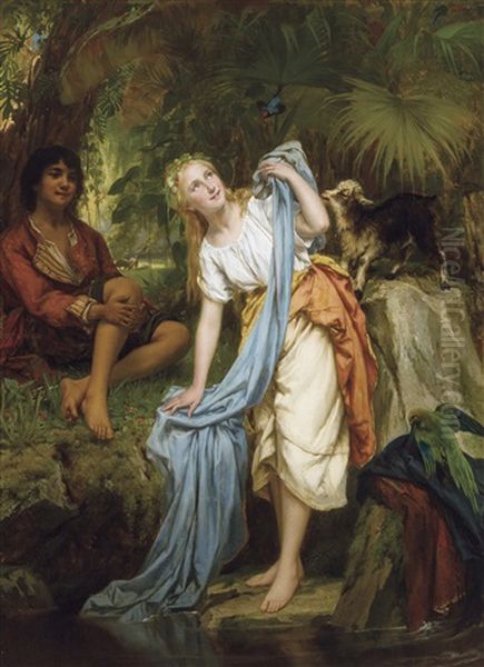 Summer Fantasy (1872) Oil Painting by Karel Ooms