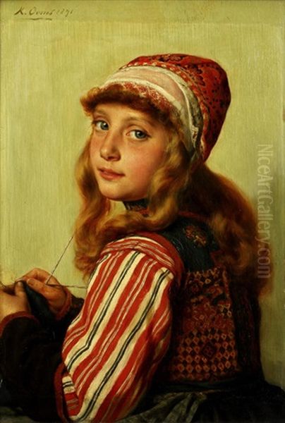 Portrait Of A Girl Oil Painting by Karel Ooms