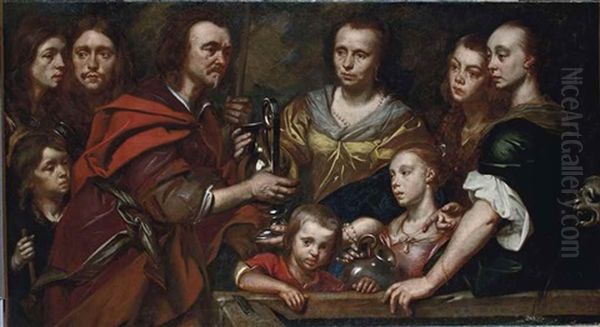 Autoportrait Presume De L'artiste Et De Sa Famille En Eliezer Et Rebecca Oil Painting by Jacob Oost the Elder