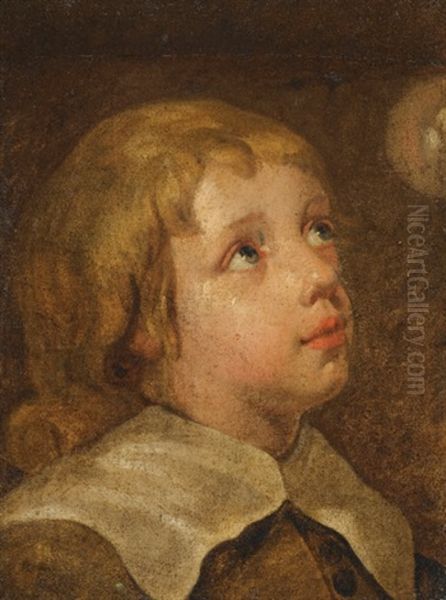 Boy Looking Up At A Bubble (study) Oil Painting by Jacob Oost the Elder