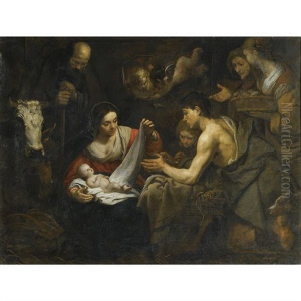 Adoration Of The Shepherds Oil Painting by Jacob Oost the Elder