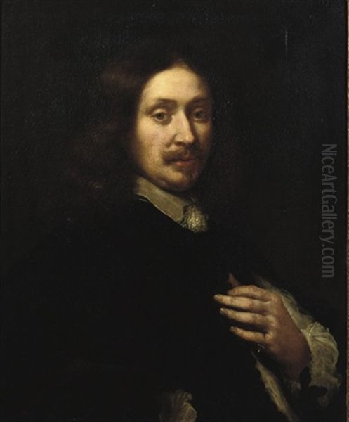 Portrait Of A Gentleman, In A Black Costume With A White Chemise Oil Painting by Jacob Oost the Elder