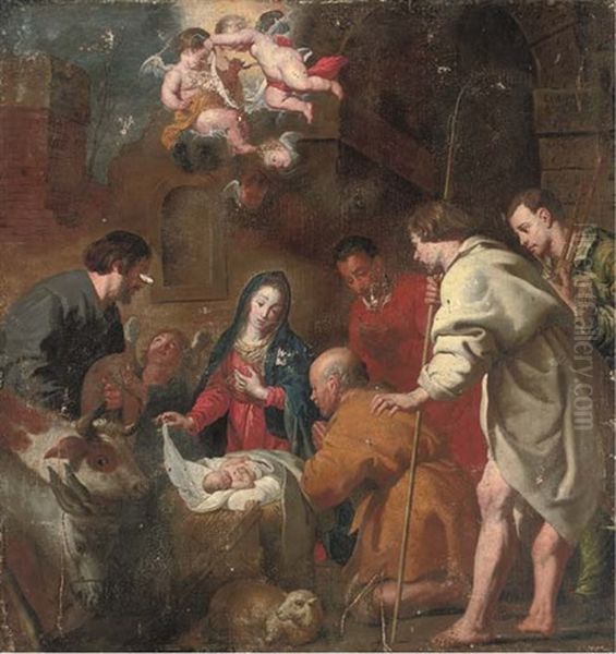 The Adoration Of The Shepherds Oil Painting by Jacob Oost the Elder