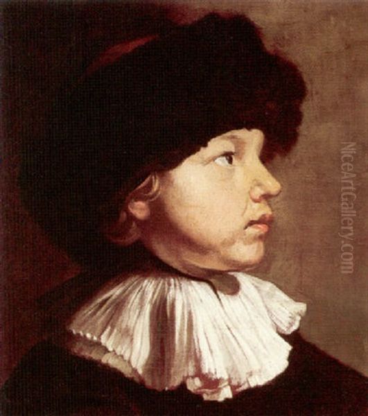 Portrait Of A Boy Wearing A Fur Hat Oil Painting by Jacob Oost the Elder