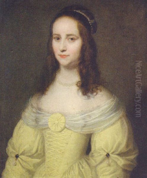 Portrait Of A Young Lady (mademoiselle De Goie?) In A Yellow Dress Oil Painting by Jacob Oost the Elder