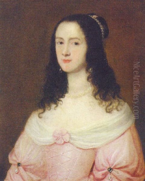 Portrait Of A Lady In A Pink Dress Oil Painting by Jacob Oost the Elder