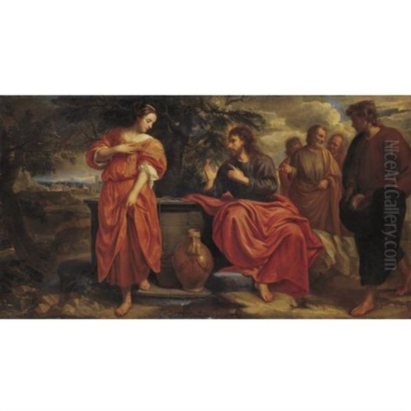 Christ And The Samaritan Woman At The Well Oil Painting by Jacob Oost The Younger